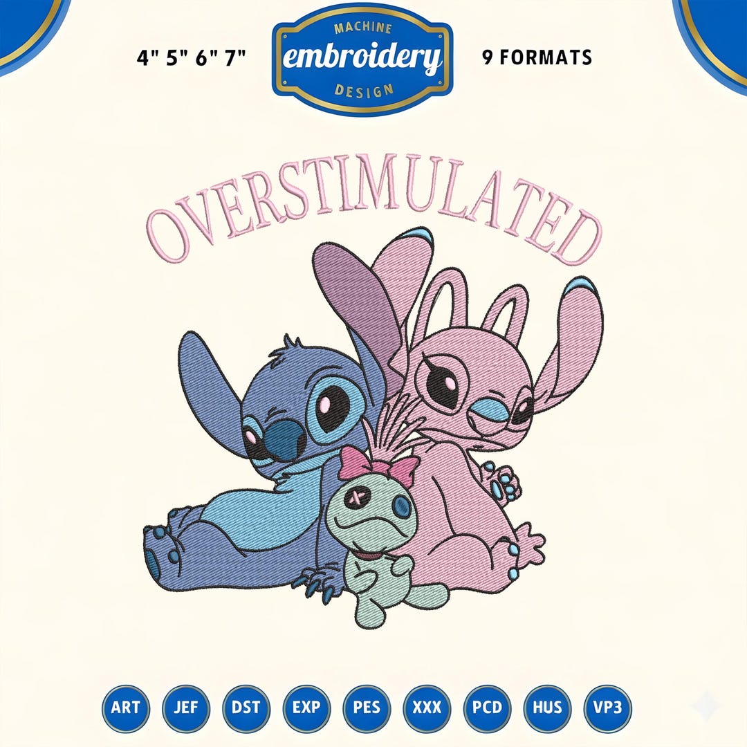 Overstimulated Stitch Machine Embroidery File, Disney Anxiety Stitch ...