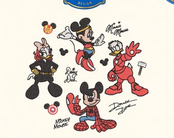 Cartoon Hero Friends Embroidery Design, Superhero Inspired Character Embroidered File, Family Vacation Stitch Design, Cute Group Shirt Gift