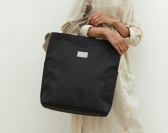 Recycled Polyester Laptop Tote Bag, Eco-Friendly Water Repellent Crossbody