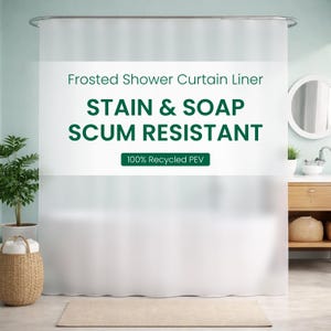 BH Eco-Friendly Recycled PEVA Shower Curtain Liner – Waterproof, Sustainable, Non-Toxic Shower Curtain Liner - 72x72IN, 4G – Frosted