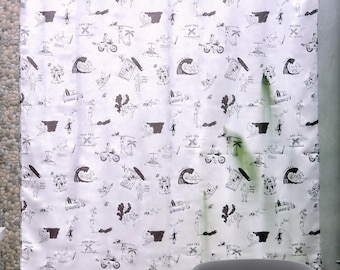 Surf Trip Shower Curtain Liner – Beachy Bathroom, Designed by Mel (72" x 72")