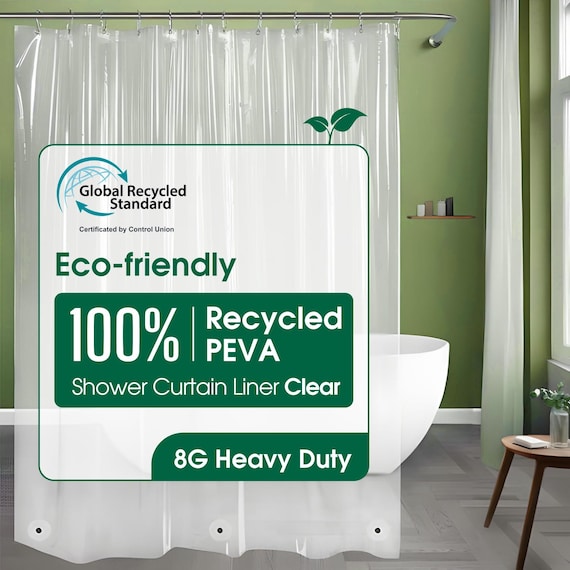 Eco-Friendly Recycled PEVA Shower Curtain Liner – Sustainable, Non-Toxic, Waterproof, Clear (72x72IN)