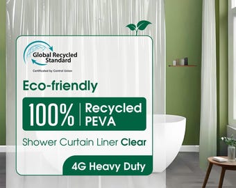 Eco-Friendly Recycled PEVA Shower Curtain Liner – Waterproof, Heavy Duty, Clear (72x72IN)