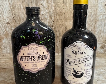 Bouteille de potion d'Halloween avec prénom personnalisé, décoration d'apothicaire
