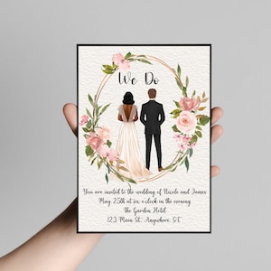 Canva Wedding Invitation Template | Wedding Invite | Digital Invitation | Girl Invitation | African American Bride | Biracial Wedding Couple
