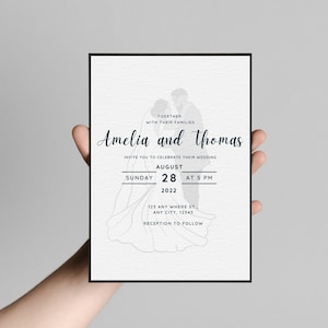 Canva Wedding Invitation Template | Wedding Invite | Digital Invitation | Girl Invitation | African American Bride | Biracial Wedding Couple