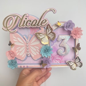 Butterfly Floral Cake Topper: Personalized Birthday Party Decor