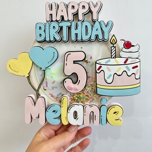 3D Cartoon Birthday Cake Topper: Personalized Shaker Topper