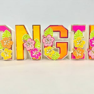 Hawaiian 3Dletters, Tropical Birthday, 3D letters, Party Decoration