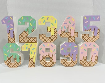 Ice Cream 3D Numbers, Ice Cream Numbers, Ice Cream Birthday, Ice Cream Theme, Personalized 3D Letters