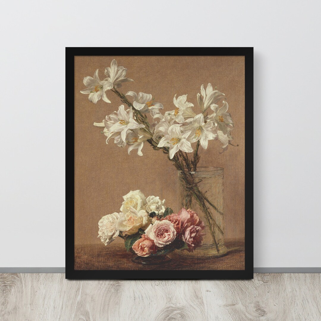 Victorian Flower Painting Vintage Daffodil Still Life Vintage Still