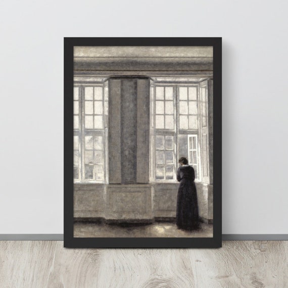 Woman Looking Out Window Dark Moody