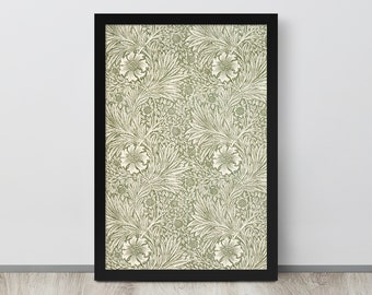 Arte de pared de tapices verde neutro / Impresión textil antigua / Diseño de tela vintage / Textil vintage / Arte de pared textil