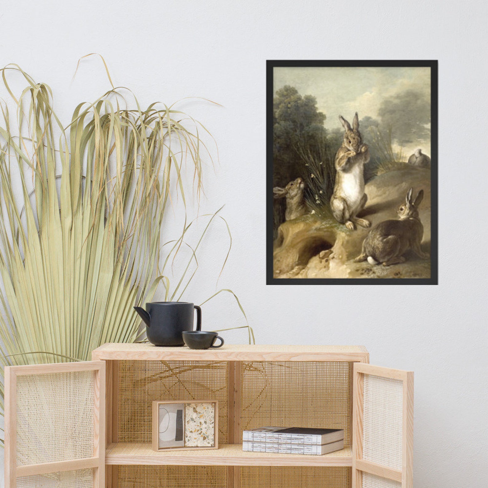 Vintage Rabbit Painting | Antique Bunnies Print | Nursery Bunny Art ...