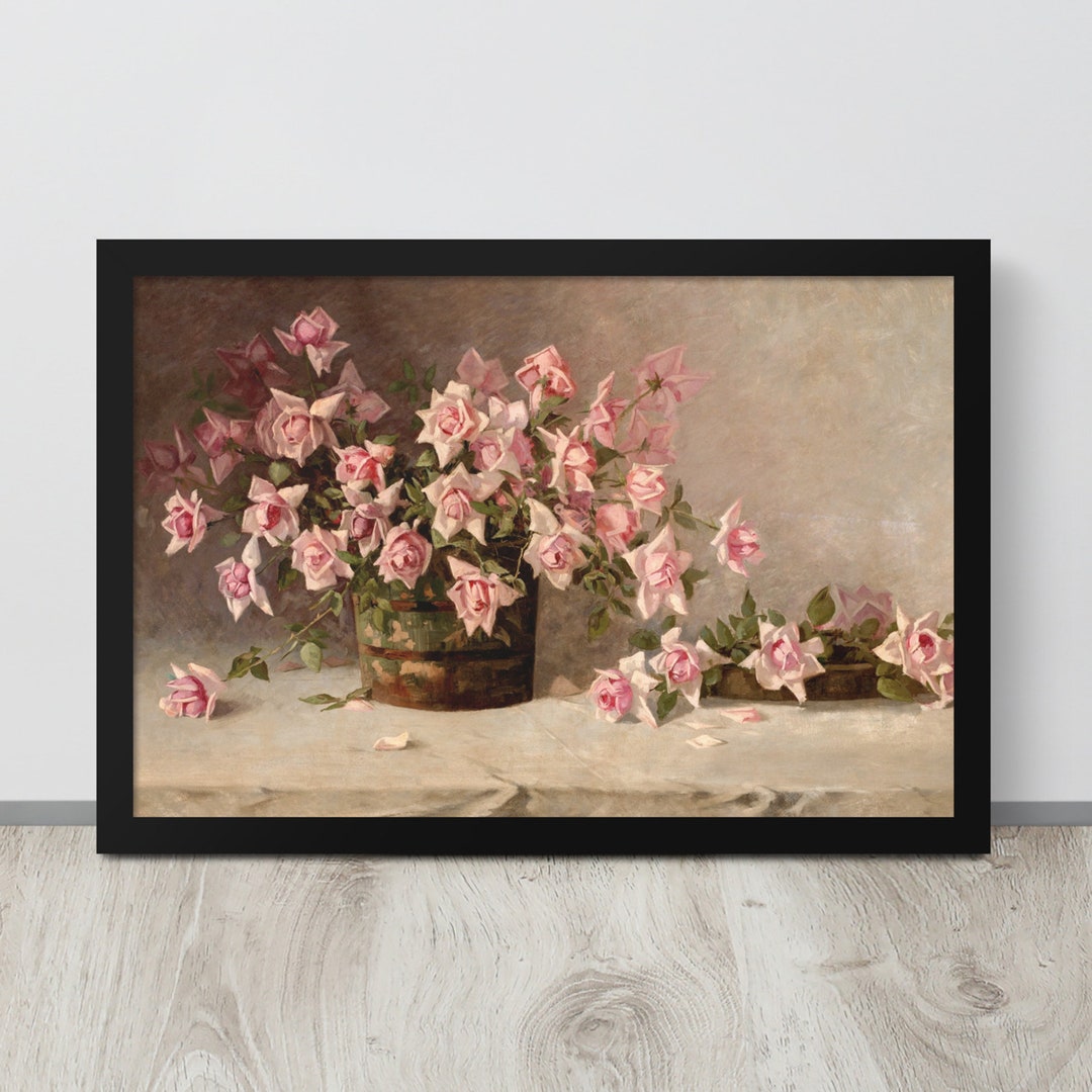 Vintage Rose Painting | Roses Still Life | Pink Roses | Floral Art ...