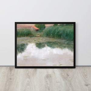 Pond Lake Painting | Antique Landscape Painting | Digital Download | Vintage Oil Painting | Pond Landscape Print | Printable Wall Art