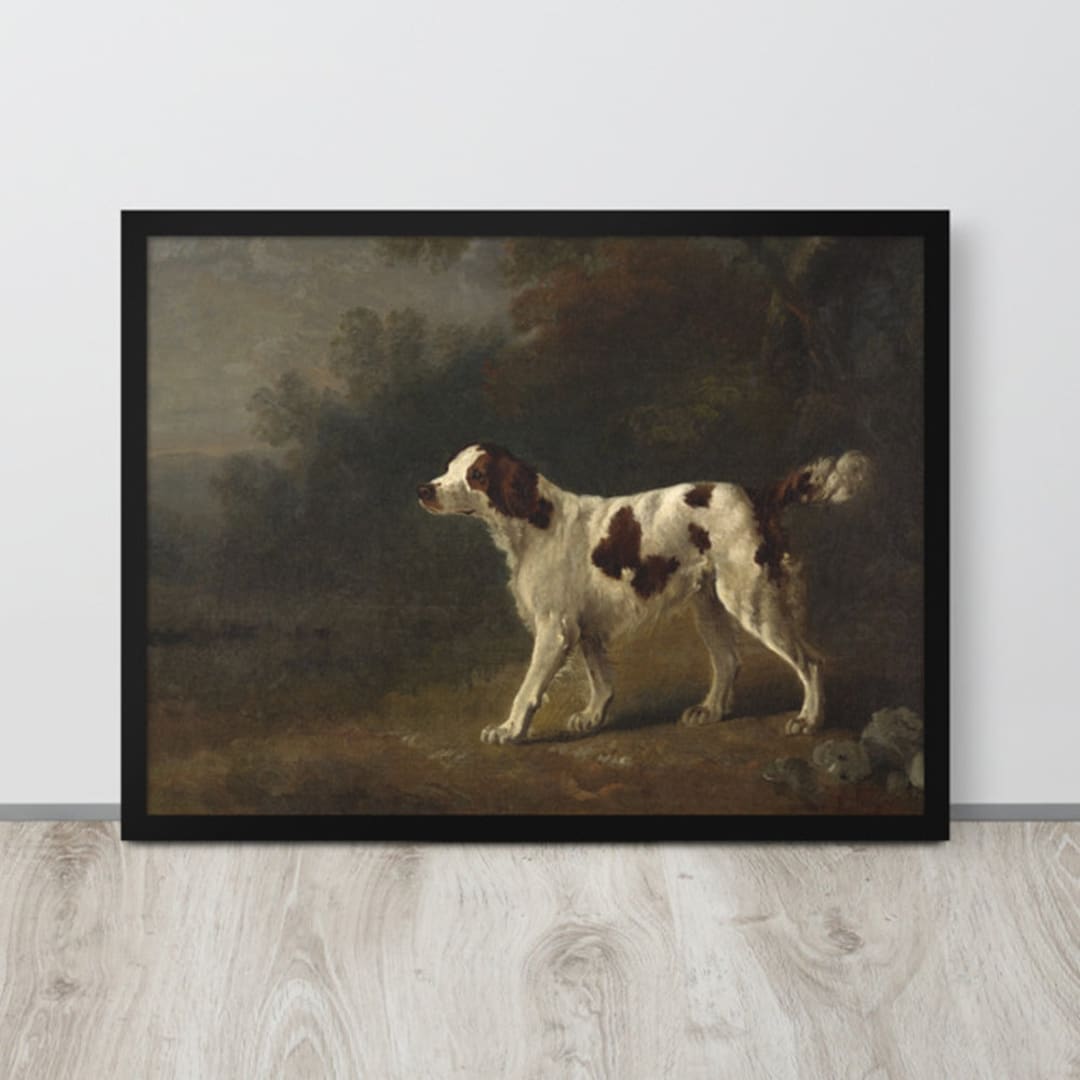 vintage-dog-print-bird-dog-drawing-brittany-dog-breed-art-antique-dog