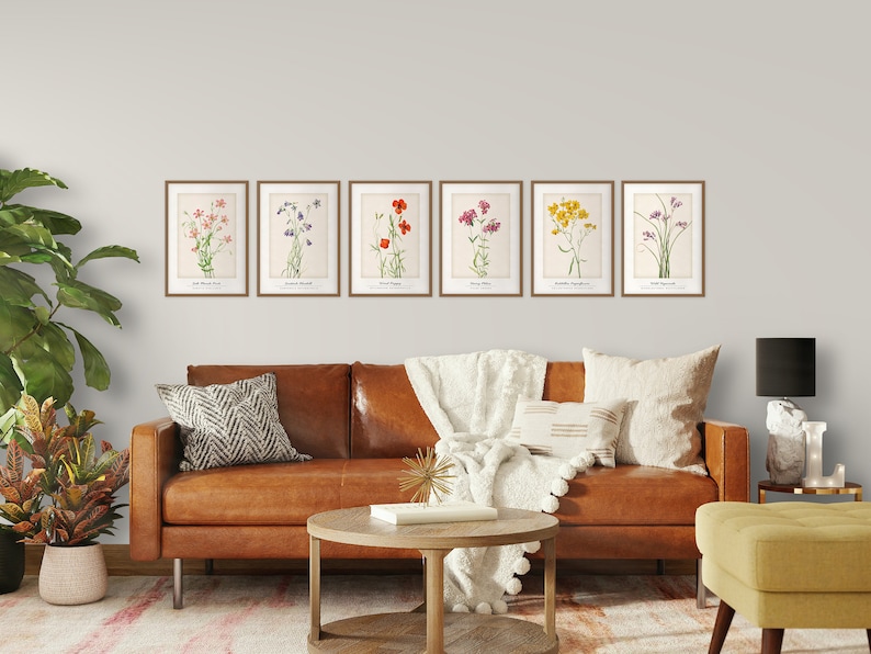 Printable Floral Gallery Wall Art Set Watercolor Botanical Etsy