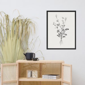 Rustic Flower Drawing Black and White Art Neutral Wall Art Home Decor ...