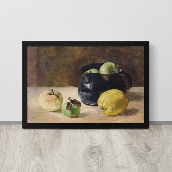 Vintage Kitchen Table | Still Life Oil Painting | Antique Fruit Painting | Rustic Country Art | Farmhouse Kitchen Table | Downloadable Art