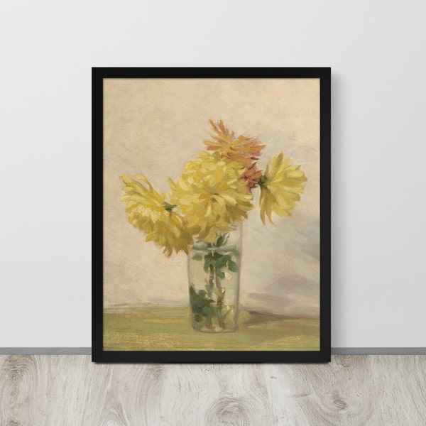 Yellow Flowers Painting | Vintage Still Life | Flower Bouquet Painting | Flower Oil Painting | Vintage Floral Décor | Floral Art