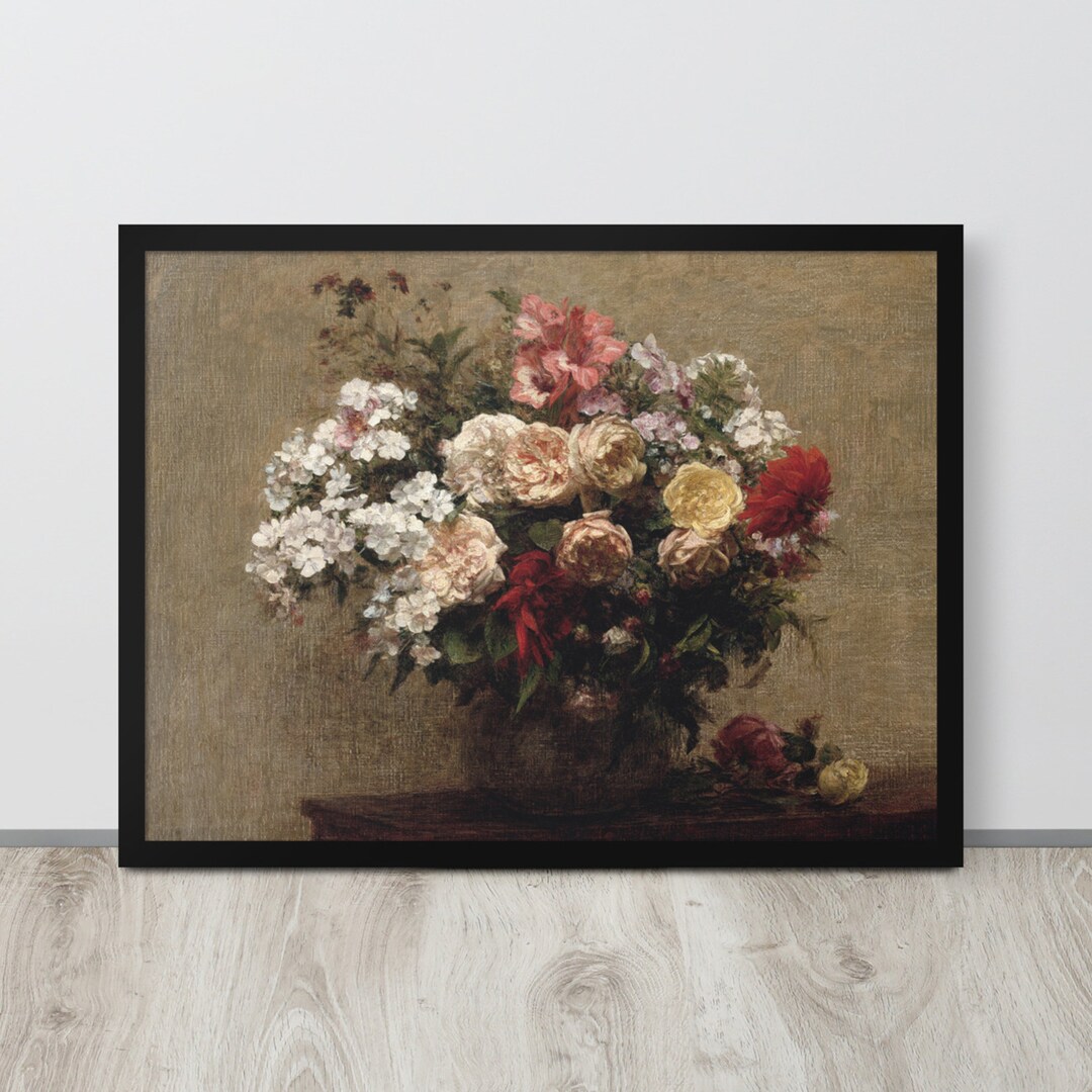 Dark Moody Flower Painting | Still Life Painting | Vintage Floral ...