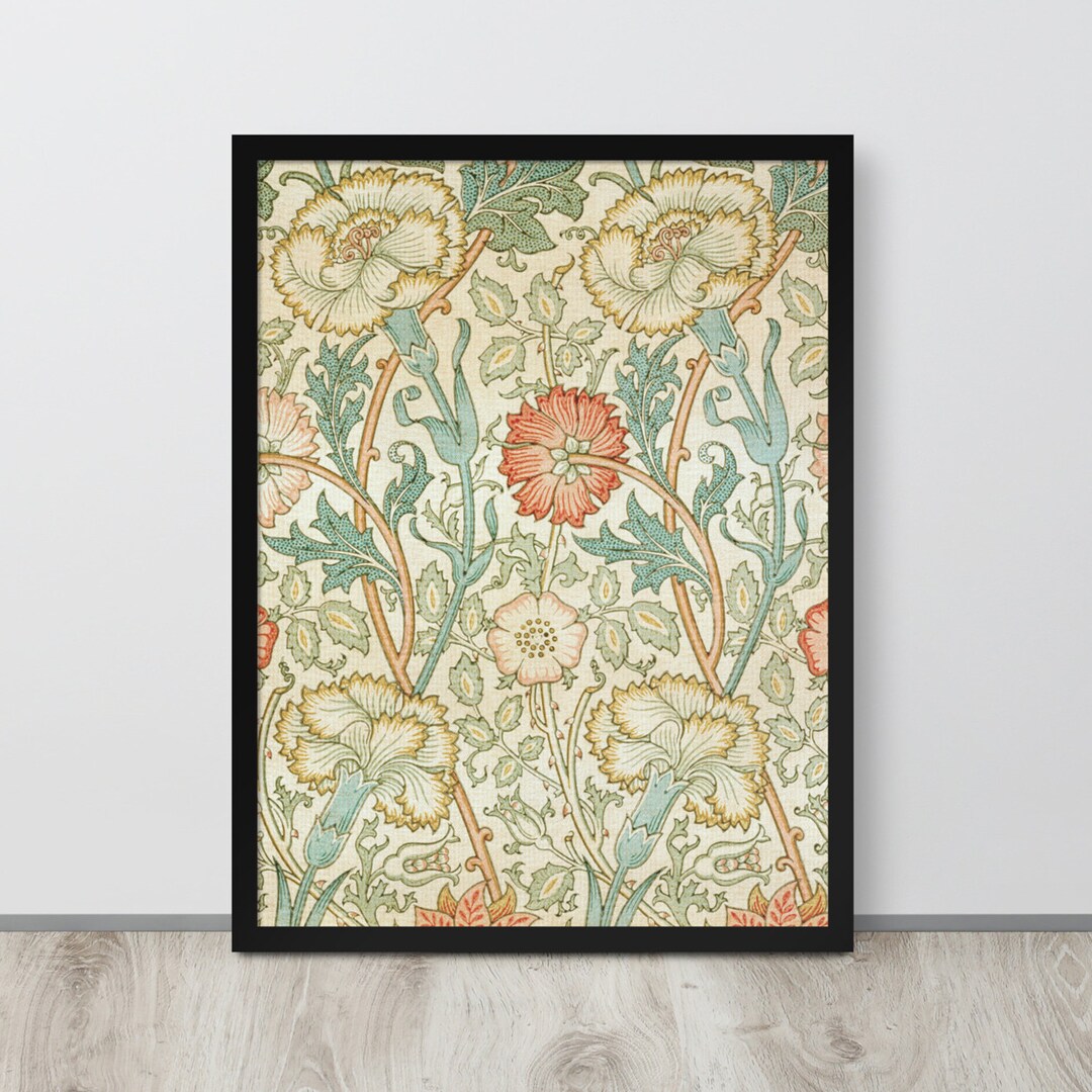 Floral Fabric Wall Art Antique Textile Print Vintage Etsy