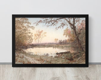 Pond Lake Painting | Antique Landscape Painting | Digital Download | Vintage Watercolor Painting | Pond Landscape Print | Printable Wall Art