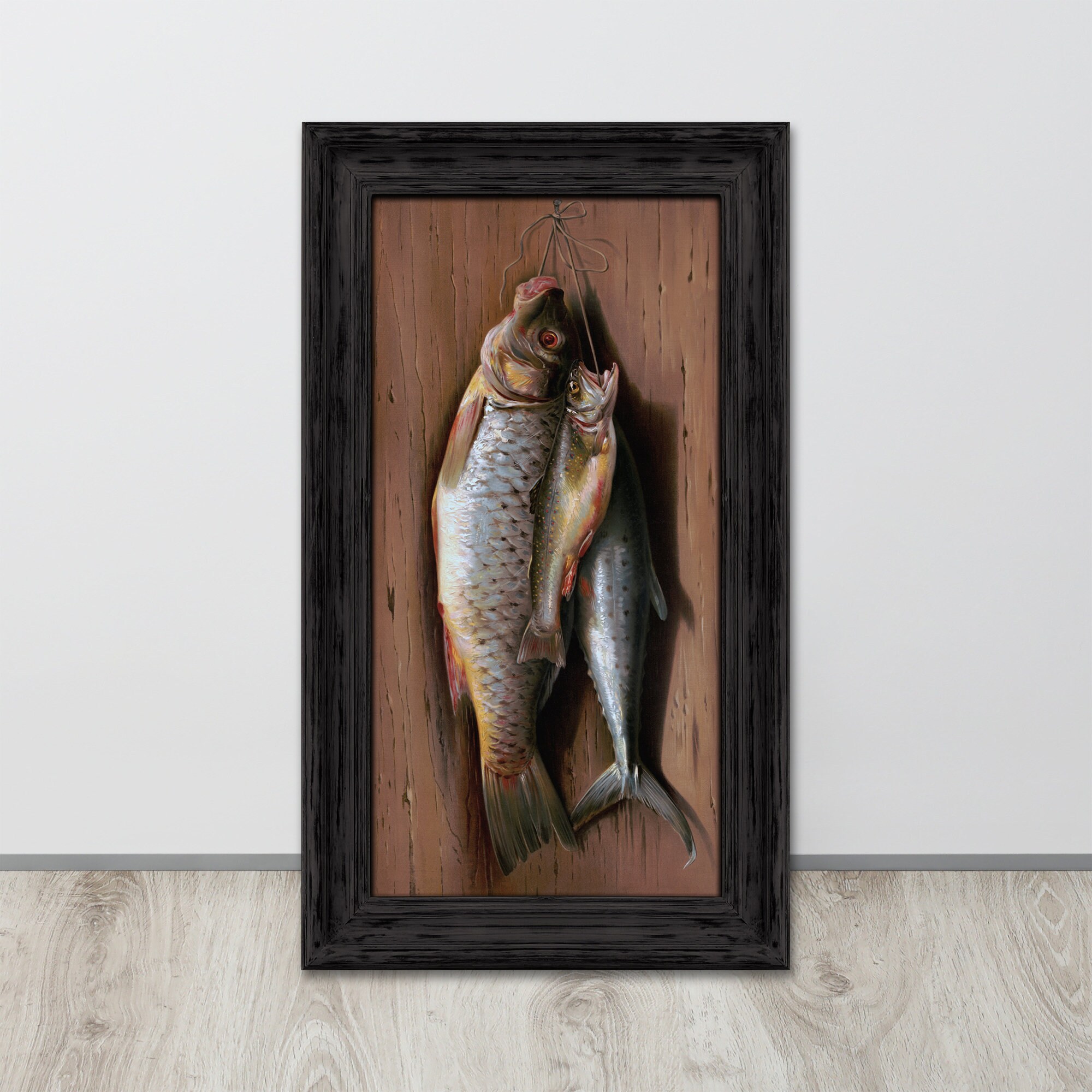 Vintage Fishing Wall Art Antique Fishing Oil Painting Catch of the