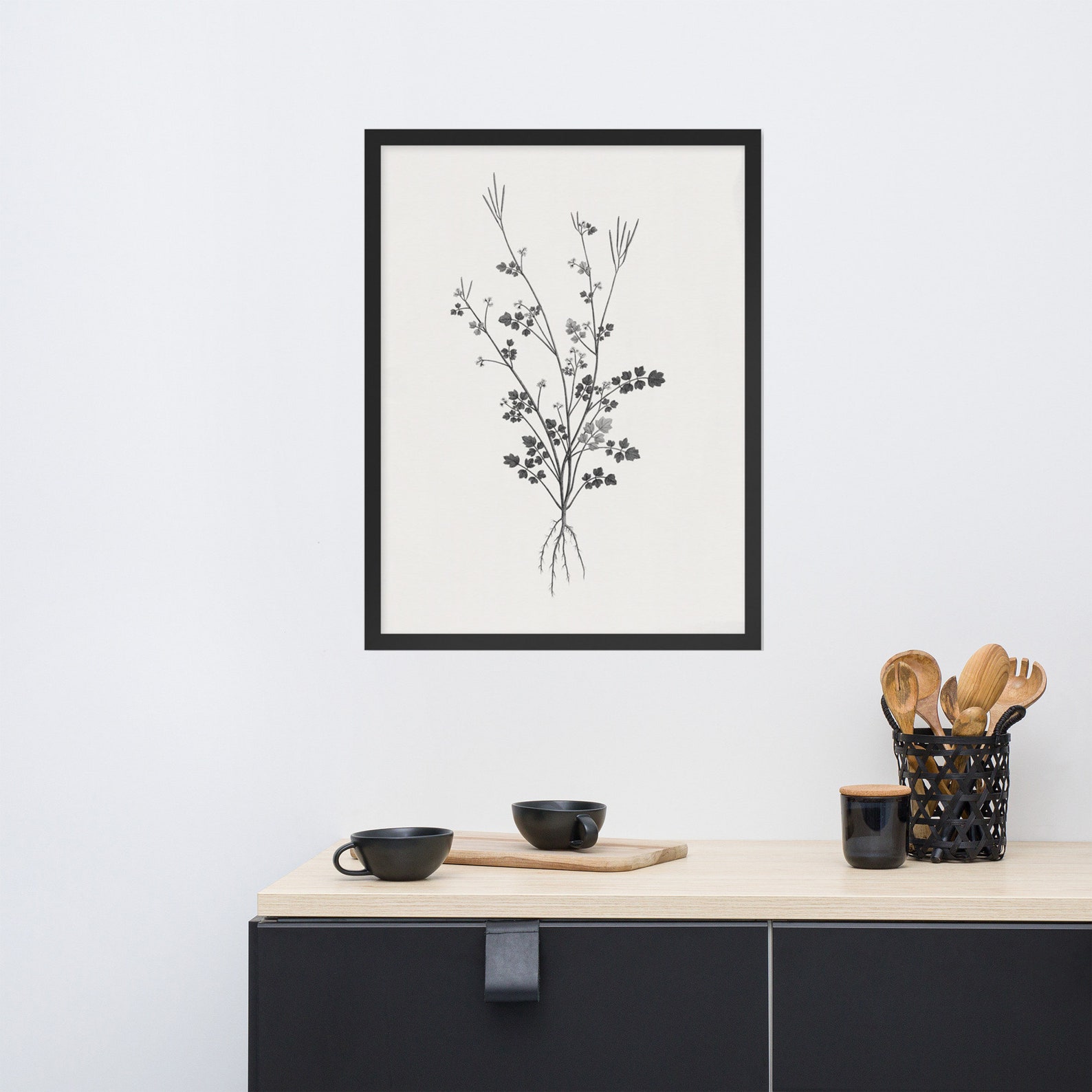 Rustic Flower Drawing Black and White Art Neutral Wall Art - Etsy