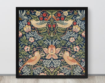 Bird Floral Fabric Wall Art | Antique Textile Print | Vintage Tapestry Design | Rustic Textile Print | Textile Wall Art | Bird Motif