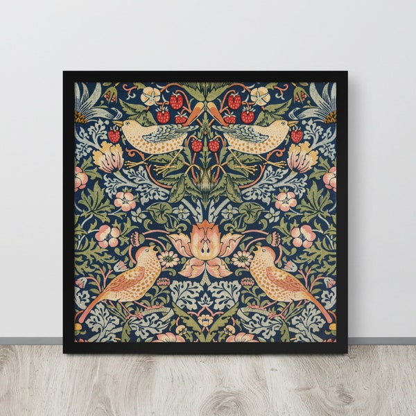 Bird Floral Fabric Wall Art | Antique Textile Print | Vintage Tapestry Design | Rustic Textile Print | Textile Wall Art | Bird Motif