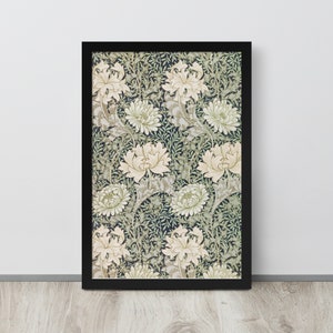 Green Floral Tapestry Wall Art | Antique Flower Textile Print | Vintage Fabric Design | Vintage Textile | Textile Wall Art