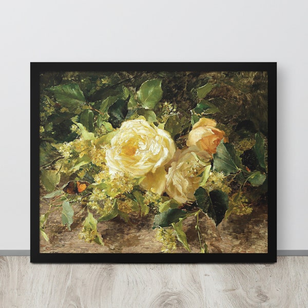 Yellow Roses Print | Still Life Painting | Vintage Roses Painting | Roses Oil Painting | Vintage Floral Decor | Rose Painting