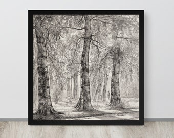 Vintage Tree Forest Sketch | Sketchbook Drawing | Antique Forest Sketch | Rustic Country Art | Sketchbook Art | Pencil Drawing