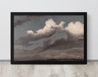 Moody Antique Cloud Study | Dark Sky Oil Painting | Vintage Cloud Print | Rustic Cloud Wall Art | Storm Clouds Printable Art | Cloud Art
