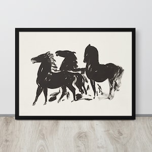 Abstract Horse Print | Abstract Farmhouse Painting | Horse Wall Art | Minimalist Art | Rustic Horses Print | Horse Painting