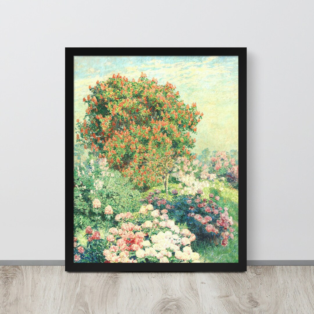 Flower Garden Landscape Painting | Vintage Landscape Print | Country ...