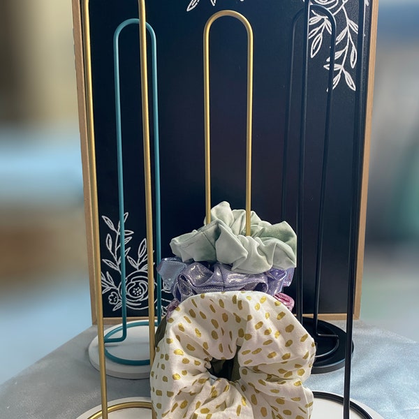 Scrunchie Stand, scrunchie holder, scrunchie organizer. Gold scrunchie stand, black scrunchie stand, rose gold scrunchie stand, teal stand.