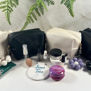 Mini makeup kit. Custom makeup kit. Makeup bag. Mini makeup. Travel makeup kit. Travel size makeup. Travel bag. On the go makeup.