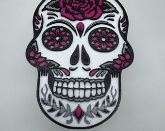 Pretty Sugar Skull Trailer Tow Hitch Cover 3d printed custom