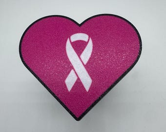 Pretty Cancer Ribbon Awareness Heart Trailer Tow Hitch Cover 3d printed custom