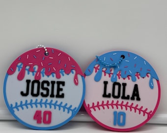 Custom Softball Name tag keychain drip
