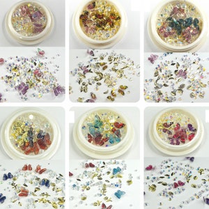 Mixed 3D Nail Charms, Butterfly Nail Charms, Metal Leaves, Flower Rivets and Rhinestones,  Resin Decor for Manicure Nail Art, Nail Jewelry