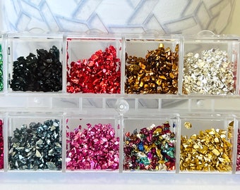 Assorted Irregular Stone Flakes Nail Charms, For Nail Art Manicure, Metallic Chunky Charm Flakes Crafting Supplies Decor Broken Glass Chips