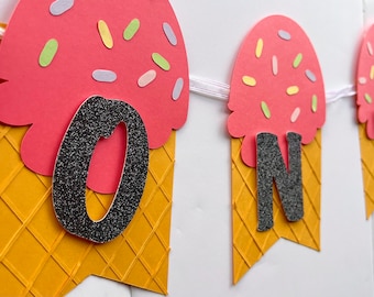 Sweet One Birthday Banner Ice Cream Party Banner Sweet One 1st Birthday Banner for Girl Ice Cream Theme Decor Sweet One Baby Decorations