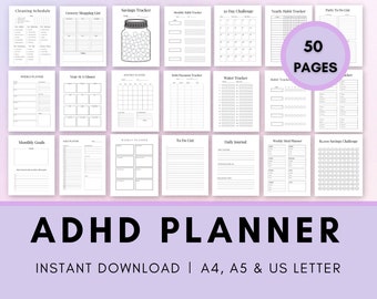 ADHD Planner Adult, ADHD Planner Printable, ADHD Printable, adhd Journal, adhd Daily Planner