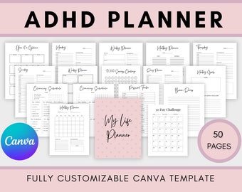 ADHD Planner, ADHD Planner voor volwassenen, ADHD Printable, adhd Journal, adhd Daily Planner, adhd productiviteitsplanner