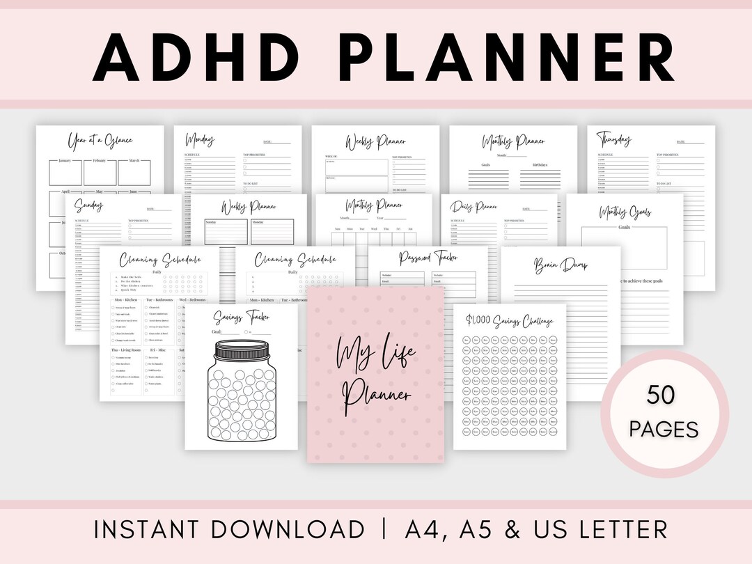 ADHD Planner, Adult ADHD Planner, ADHD Printable, Adhd Journal, Adhd ...