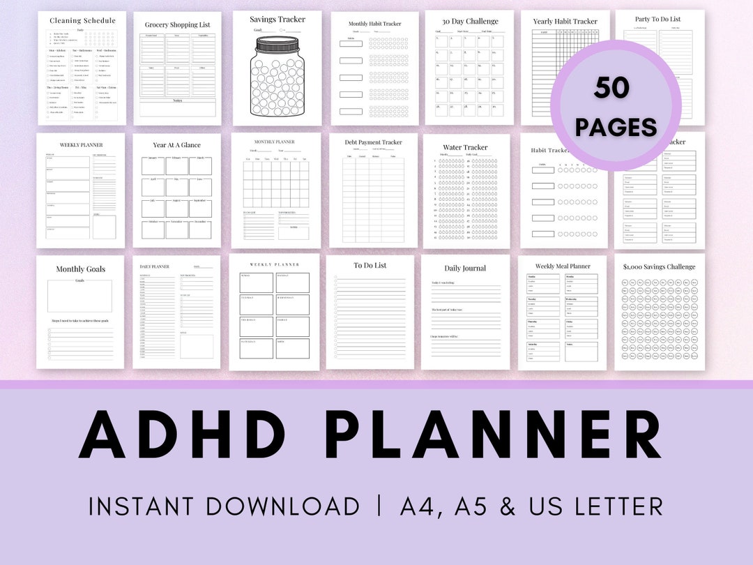 ADHD Planner Adult, ADHD Planner Printable, ADHD Printable, Adhd ...